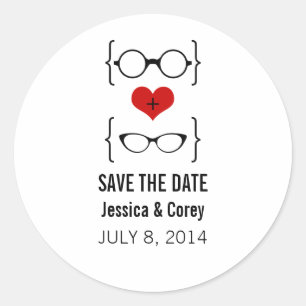 Geeky Glasses Save the Date Stickers