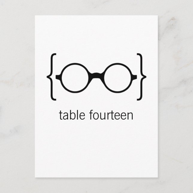 Geeky Glasses Table Number Postcard Orange Bkgrd1b (Front)