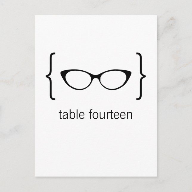 Geeky Glasses Table Number Postcard Orange Bkgrd2b (Front)