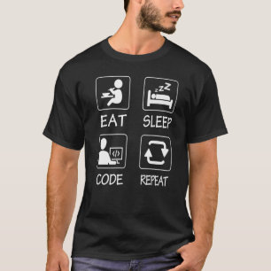 Geeky It Computer Nerd Eat Sleep Code Repeat T-Shirt