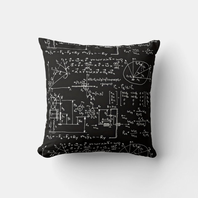 Geeky Math Mathematics Black Cushion (Front)