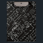 Geeky Math Mathematics Personalised Clipboard<br><div class="desc">Mathematics / Math / Math Teacher Gift / Math Student Gift / Geek gift / Black Men's Personalised Name Initial Monogram Clipboard. To change the text,  use the personalise option. For more extensive text changes such as changes to the font,  font colour,  or text layout,  choose the customise option.</div>