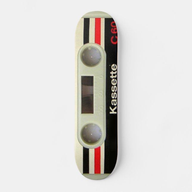 Geeky nerdy 1980s cassette retro cassette tape skateboard (Front)