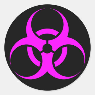 Geeky Pink Biohazard Sign Classic Round Sticker