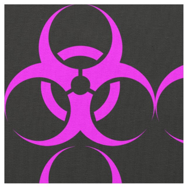 Geeky Pink Biohazard Sign Fabric (Close Up)