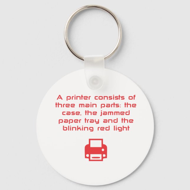 Geeky printer joke key ring (Front)