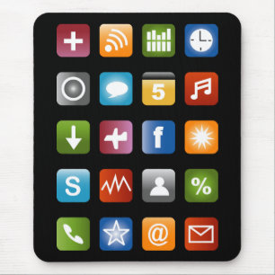 Geeky smartphone app icons mouse pad