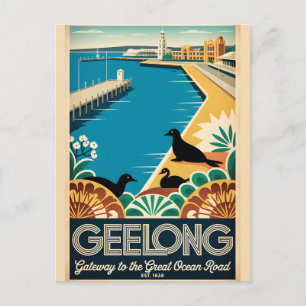 Geelong Australia Retro Travel Poster Art Holiday Postcard