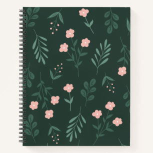 Geen and Pink FLoral  Notebook