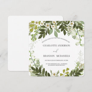  Geen Leaves Timeles Botanical Wedding Invitation