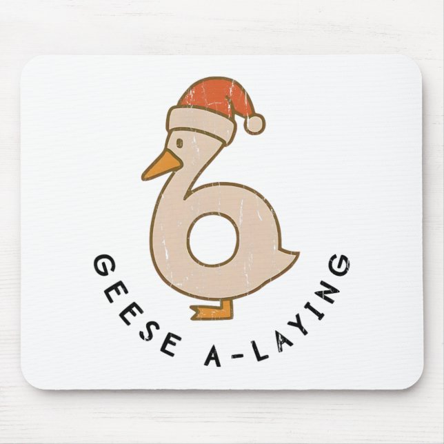 Geese A Laying, Funny Christmas Goose, Couples Mat Mouse Mat (Front)
