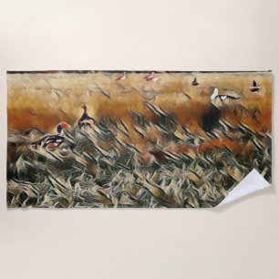 Geese and Duck Roam Art Beach Towel