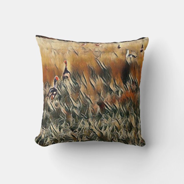 Geese and Duck Roam Art Cushion (Front)