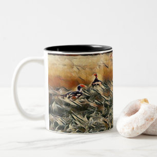 Geese and Duck Roam Art Two-Tone Coffee Mug