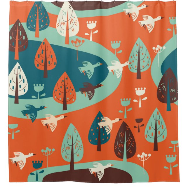 geese and forest shower curtain (Front)
