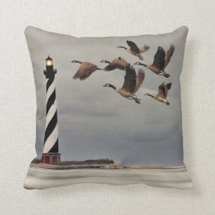 GEESE AT CAPE HATTERAS LIGHTHOUSE CUSHION