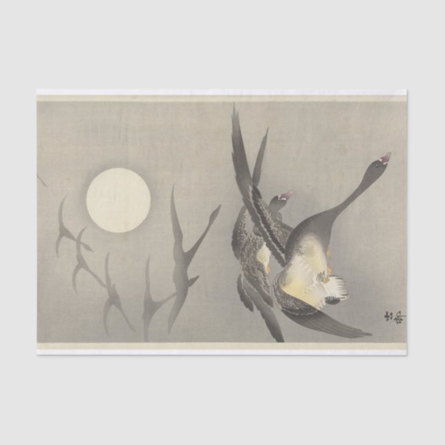 Geese at Full Moon by Ohara Koson Tissue Paper (Front)