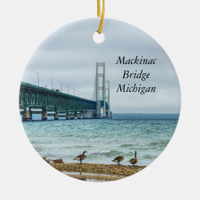 Geese At Mighty Mac Ceramic Tree Decoration (Front)