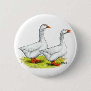 Geese:  Embden Pair 6 Cm Round Badge