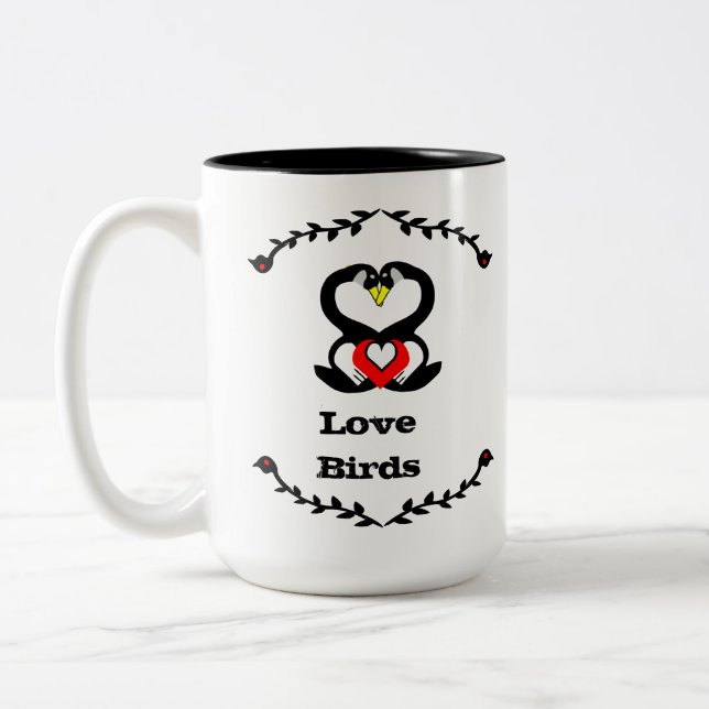Geese Family Silly Goose Love Birds  Two-Tone Coffee Mug (Left)