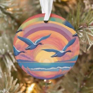 Geese Flying at Sunrise Ornament