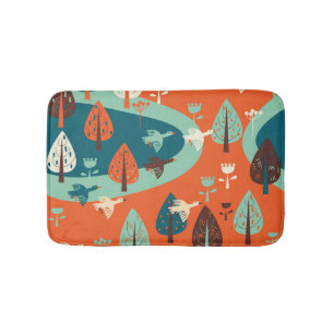 Geese Forest: Vintage Nature Scene Bath Mat