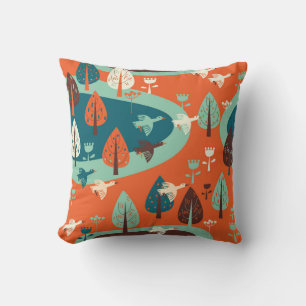 Geese Forest: Vintage Nature Scene Cushion