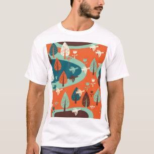 Geese Forest: Vintage Nature Scene T-Shirt