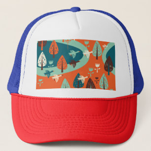 Geese Forest: Vintage Nature Scene Trucker Hat