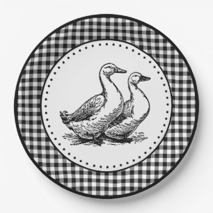 Geese Gingham Paper Plate