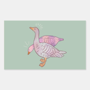 Geese Girls Whimsical Folk Art Goose Duo Rectangular Sticker