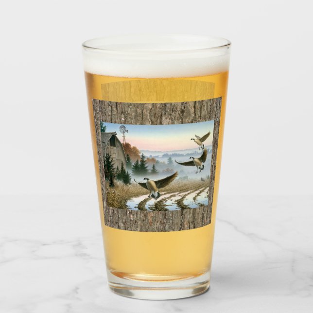 Geese In A Farm Field Glass (Front Filled)