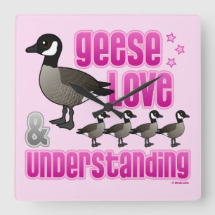 Geese, Love & Understanding Square Wall Clock