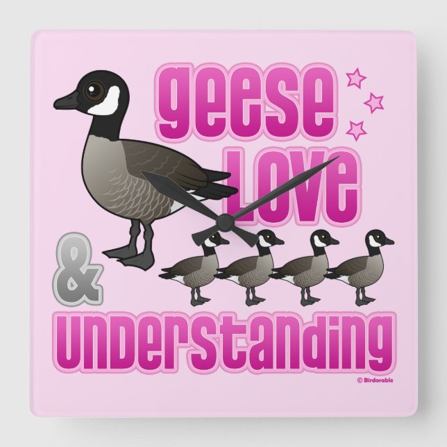 Geese, Love & Understanding Square Wall Clock (Front)