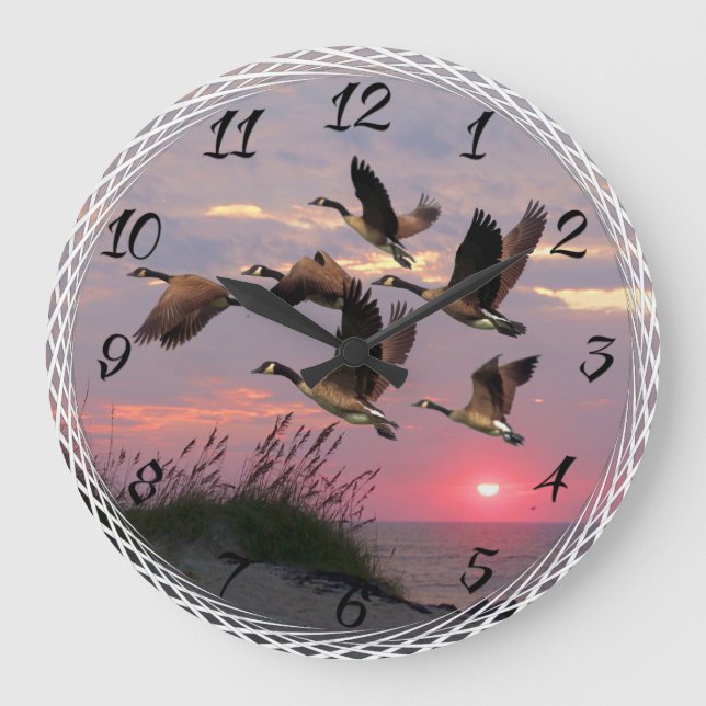GEESE OVER THE DUNES LARGE CLOCK (Front)