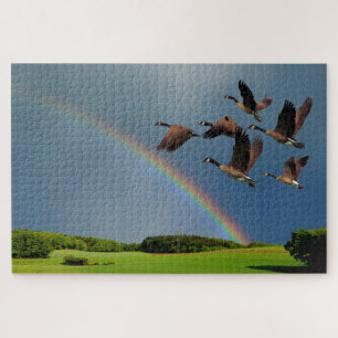 GEESE OVER THE RAINBOW JIGSAW PUZZLE