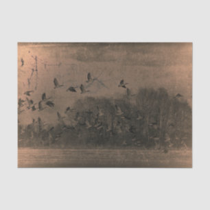 Geese Vintage Antique Brown Texture Sunset Tissue Paper
