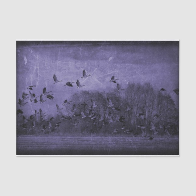 Geese Vintage Antique Purple Texture Decoupage Tissue Paper (Front)