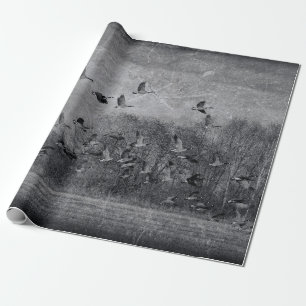 Geese Vintage Black And White Texture Decoupage Wrapping Paper