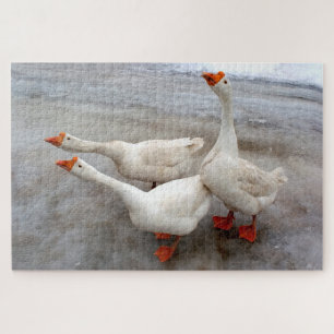 Geese white jigsaw puzzle