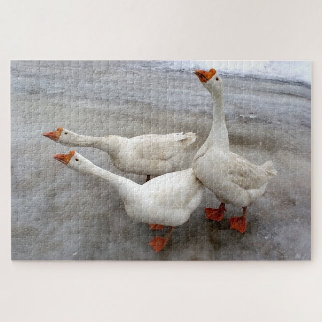 Geese white jigsaw puzzle (Horizontal)