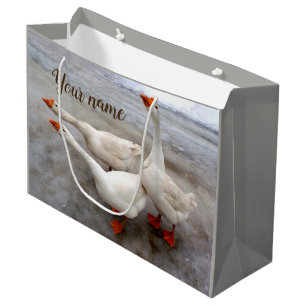 Geese white large gift bag