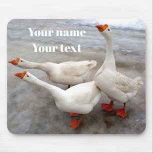 Geese white mouse mat