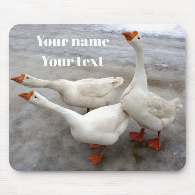 Geese white mouse mat (Front)