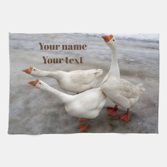 Geese white tea towel (Horizontal)