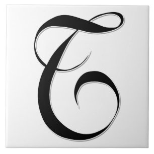 Geesele Letter T in Black Monogram Tile
