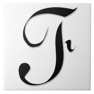 Geessele Letter F in Black Monogram Tile