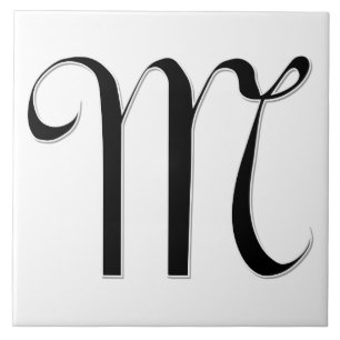 Geessele Letter M in Black Monogram Tile