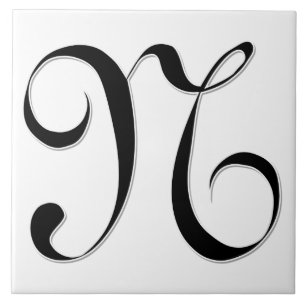 Geessele Letter N in Black Monogram Tile
