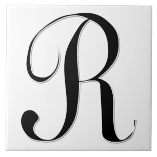 Geessele Letter R in Black Monogram Tile